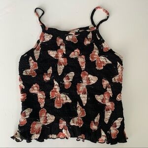 Paper Crane Ribbed Butterfly Top Extra Small